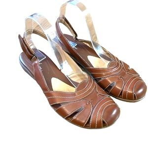 Natural Soul by Naturalizer Brown Leather Slingback Sandals Size 10M